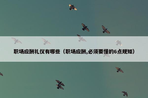职场应酬礼仪有哪些（职场应酬,必须要懂的6点规矩）