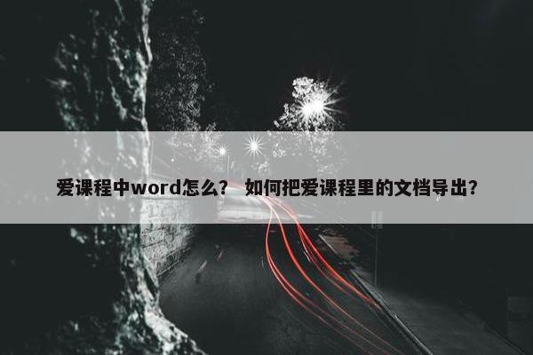 爱课程中word怎么？ 如何把爱课程里的文档导出？