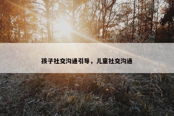孩子社交沟通引导，儿童社交沟通
