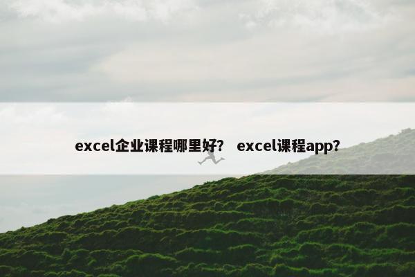 excel企业课程哪里好？ excel课程app？