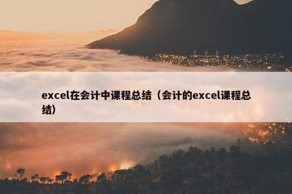 excel在会计中课程总结（会计的excel课程总结）