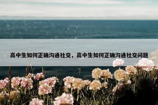 高中生如何正确沟通社交，高中生如何正确沟通社交问题