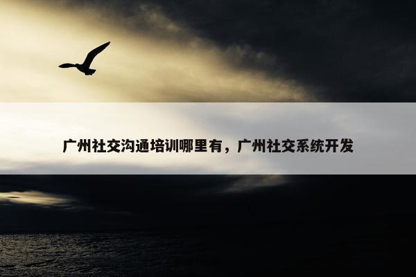 广州社交沟通培训哪里有，广州社交系统开发