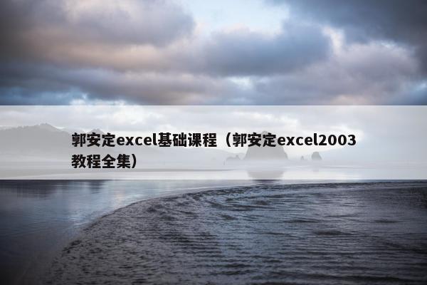 郭安定excel基础课程（郭安定excel2003教程全集）