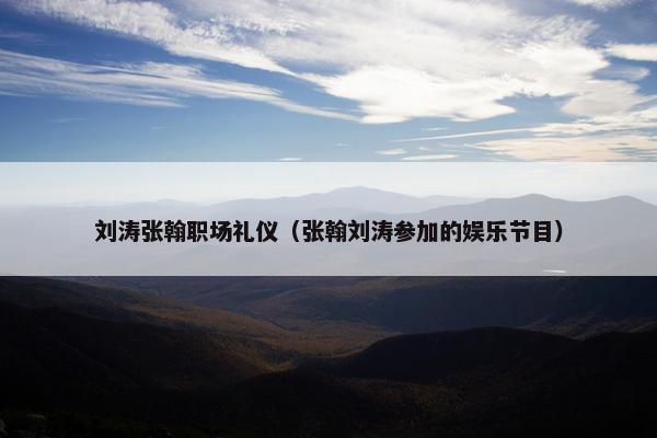 刘涛张翰职场礼仪（张翰刘涛参加的娱乐节目）