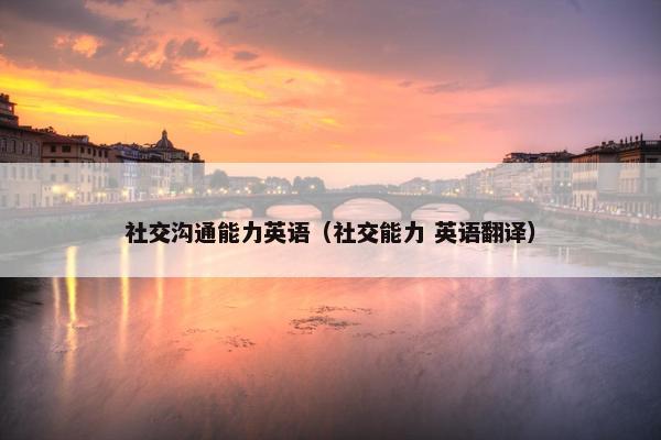 社交沟通能力英语（社交能力 英语翻译）
