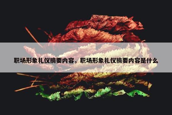 职场形象礼仪摘要内容，职场形象礼仪摘要内容是什么