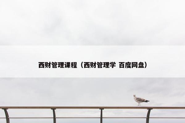 西财管理课程（西财管理学 百度网盘）