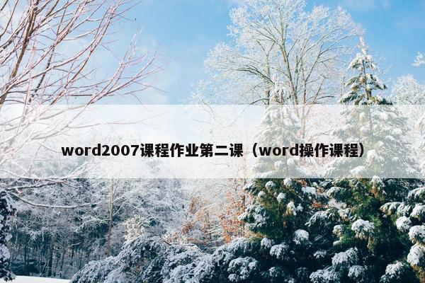 word2007课程作业第二课（word操作课程）