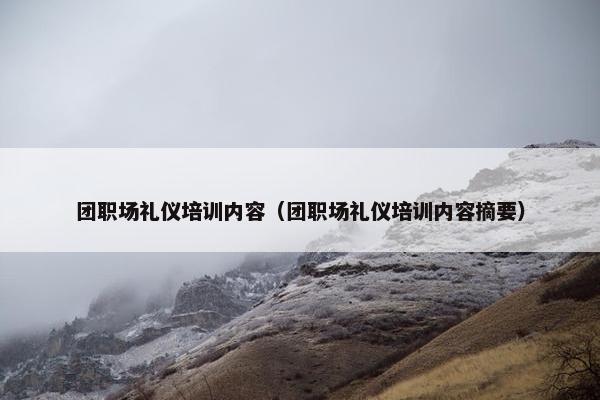 团职场礼仪培训内容（团职场礼仪培训内容摘要）