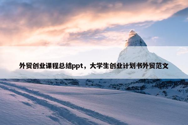 外贸创业课程总结ppt，大学生创业计划书外贸范文