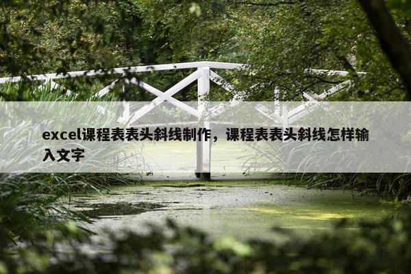 excel课程表表头斜线制作，课程表表头斜线怎样输入文字