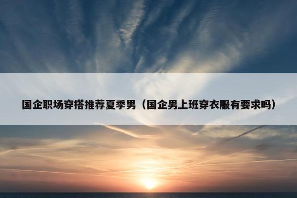 国企职场穿搭推荐夏季男（国企男上班穿衣服有要求吗）
