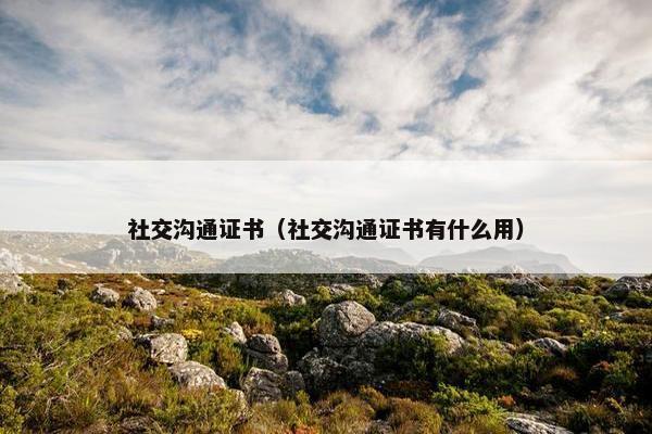 社交沟通证书（社交沟通证书有什么用）