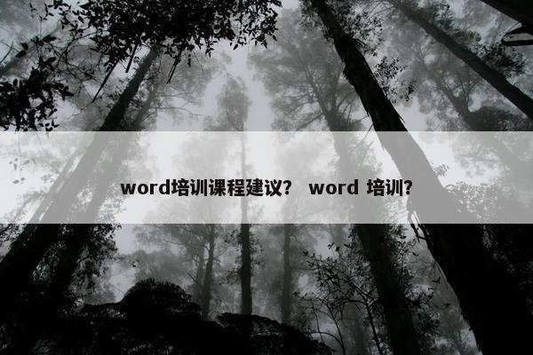 word培训课程建议？ word 培训？