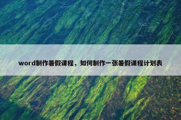 word制作暑假课程，如何制作一张暑假课程计划表