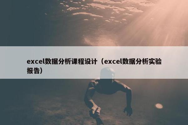 excel数据分析课程设计（excel数据分析实验报告）