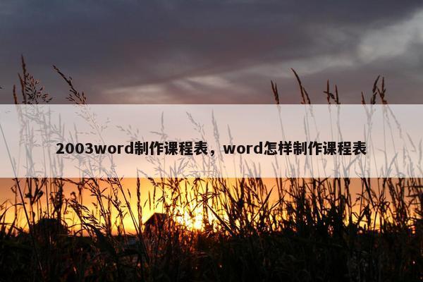 2003word制作课程表，word怎样制作课程表