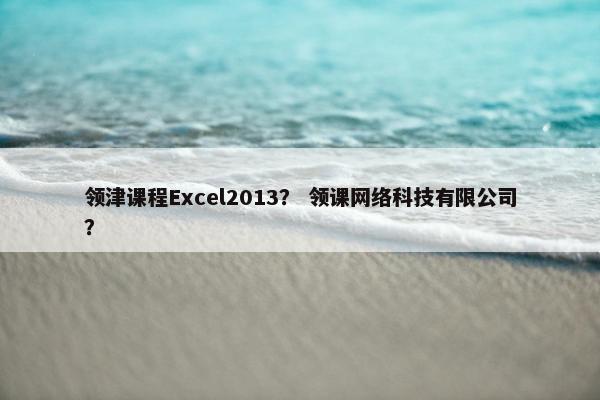领津课程Excel2013？ 领课网络科技有限公司？