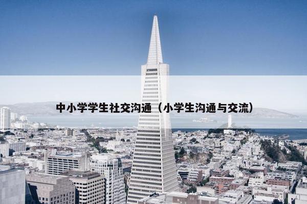 中小学学生社交沟通（小学生沟通与交流）