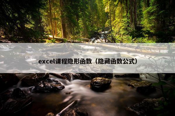 excel课程隐形函数（隐藏函数公式）