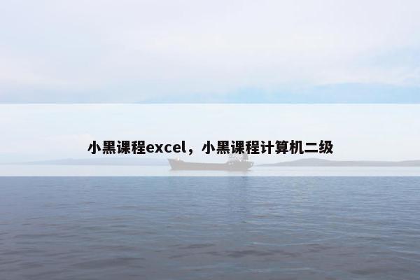 小黑课程excel，小黑课程计算机二级