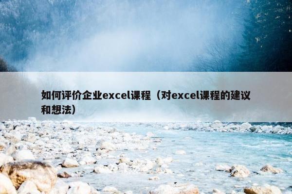 如何评价企业excel课程（对excel课程的建议和想法）