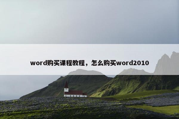 word购买课程教程，怎么购买word2010