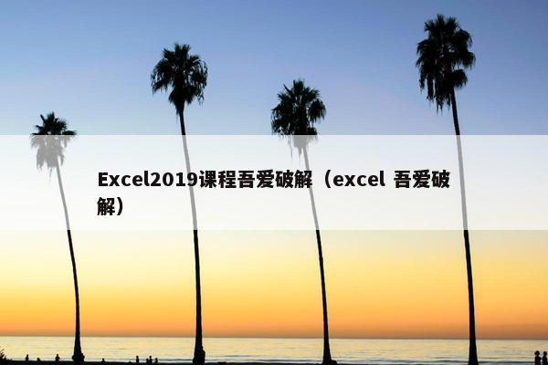 Excel2019课程吾爱破解（excel 吾爱破解）