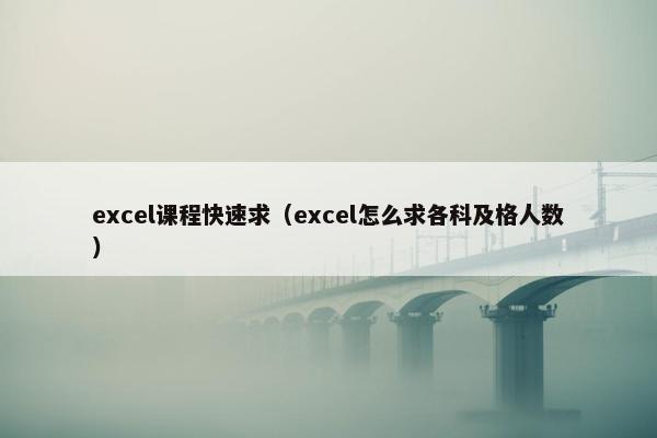 excel课程快速求（excel怎么求各科及格人数）