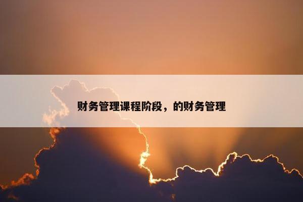 财务管理课程阶段，的财务管理