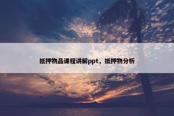 抵押物品课程讲解ppt，抵押物分析