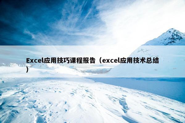Excel应用技巧课程报告（excel应用技术总结）