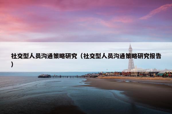 社交型人员沟通策略研究（社交型人员沟通策略研究报告）