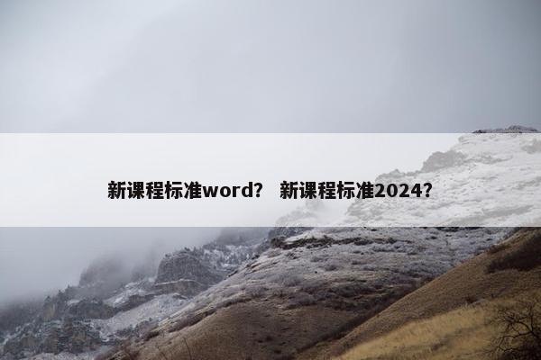 新课程标准word？ 新课程标准2024？
