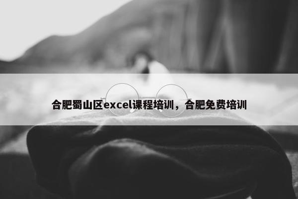 合肥蜀山区excel课程培训，合肥免费培训