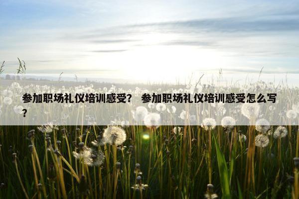 参加职场礼仪培训感受？ 参加职场礼仪培训感受怎么写？