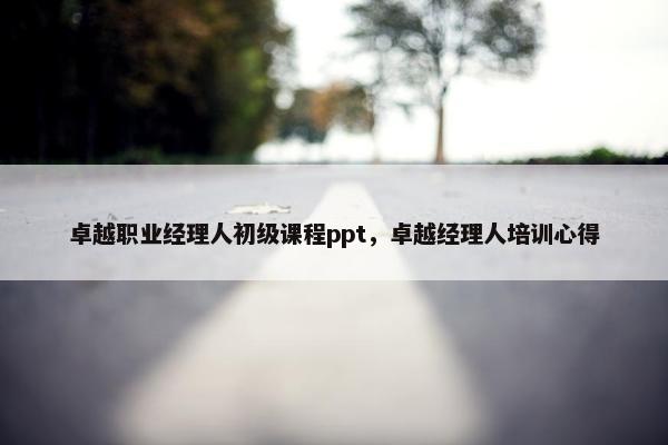 卓越职业经理人初级课程ppt，卓越经理人培训心得