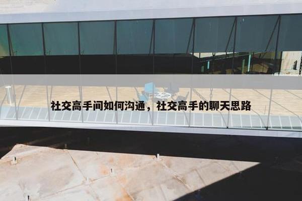 社交高手间如何沟通，社交高手的聊天思路
