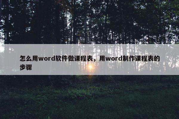 怎么用word软件做课程表，用word制作课程表的步骤