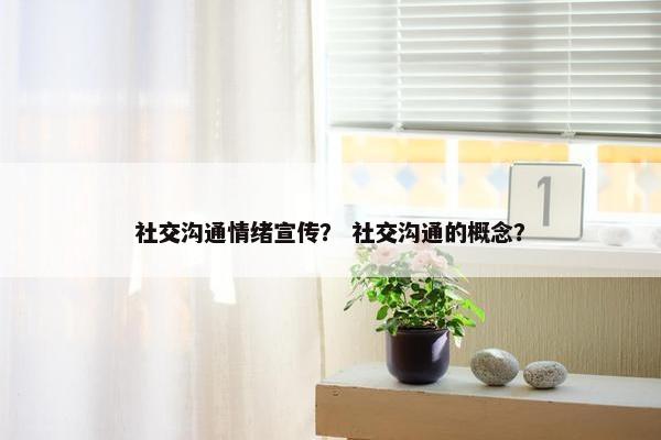 社交沟通情绪宣传？ 社交沟通的概念？