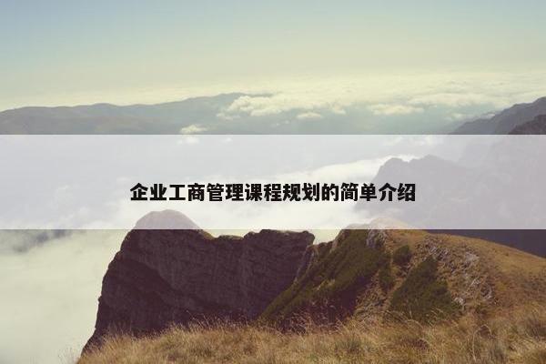 企业工商管理课程规划的简单介绍