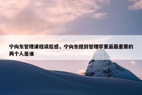 宁向东管理课程读后感，宁向东提到管理学里面最重要的两个人是谁