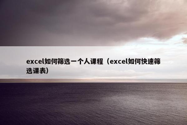 excel如何筛选一个人课程（excel如何快速筛选课表）