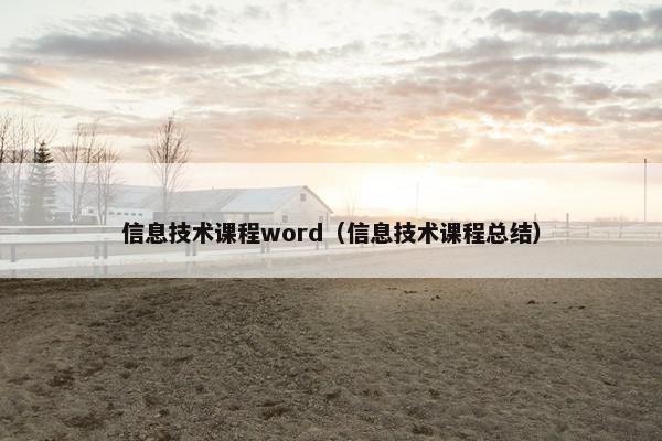信息技术课程word（信息技术课程总结）