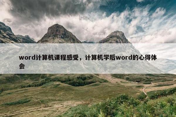 word计算机课程感受，计算机学后word的心得体会