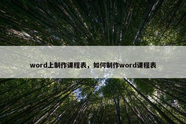 word上制作课程表，如何制作word课程表