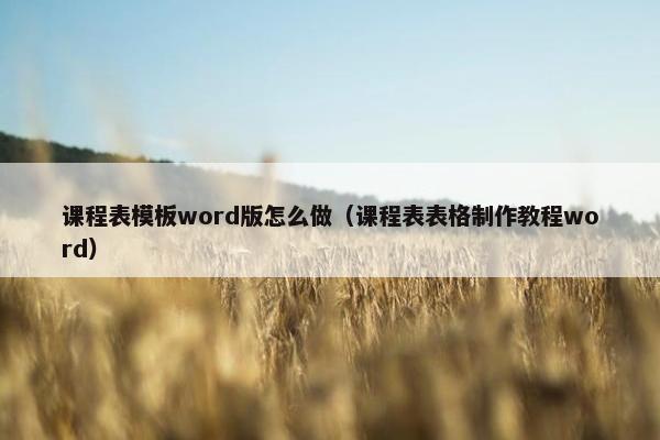 课程表模板word版怎么做（课程表表格制作教程word）