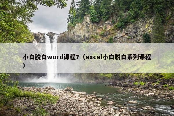 小白脱白word课程7（excel小白脱白系列课程）