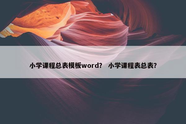 小学课程总表模板word？ 小学课程表总表？